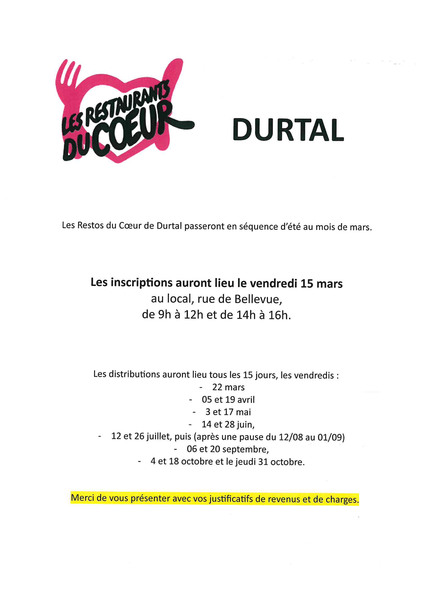 Inscription Resto du coeur > BazougesCré sur Loir